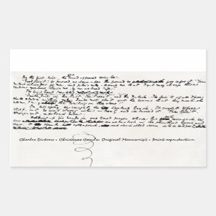 CHRISTMAS CAROLS CHARLES DICKENS MANUSCRIPT RECHTECKIGER AUFKLEBER