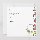 Christmas Carols Holly Card/Einladung Einladung (Rückseite)