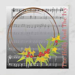 Christmas Carols Holly Card/Einladung Einladung