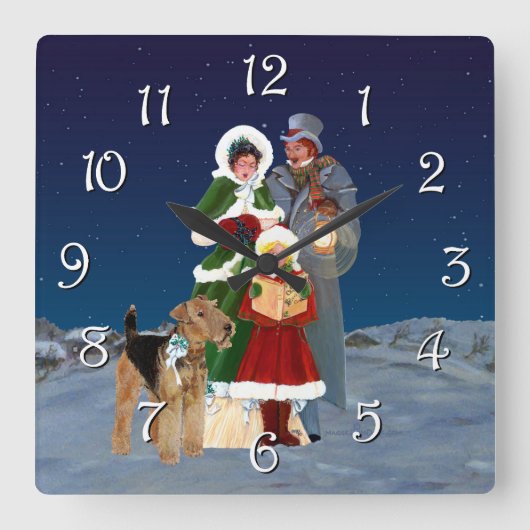 Christmas Carols Quadratische Wanduhr (Vorderseite)