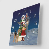 Christmas Carols Quadratische Wanduhr (Winkel)
