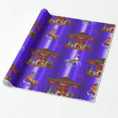 Christmas Carousel Blue Wrapping Paper Geschenkpapier (Ungerollt)