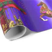 Christmas Carousel Blue Wrapping Paper Geschenkpapier (Rolleneckpunkt)