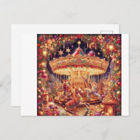 Christmas Carousel Joy's Postcard Postkarte (Vorne/Hinten)