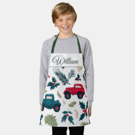 Christmas Cars Design | Custom Name Kids Apron Schürze