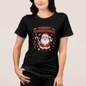 Christmas Cartoon Santa Candy Ribbons Tri-Blend Shirt (Vorderseite)