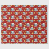 Christmas cartoon with a cute elephant wrapping pa geschenkpapier (Flach)