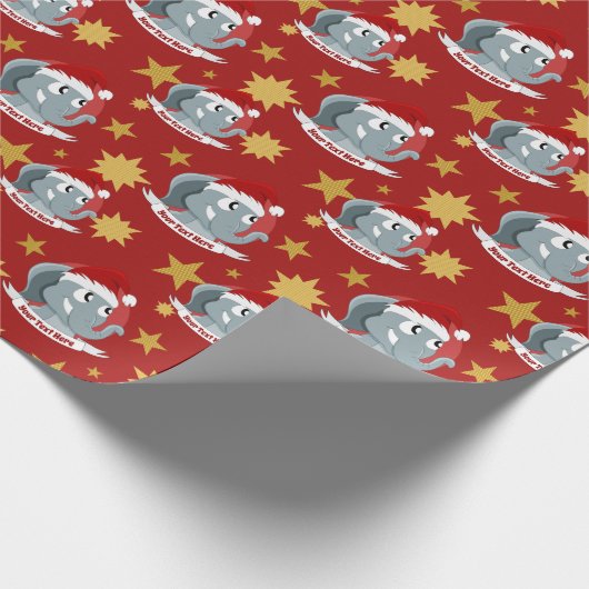 Christmas cartoon with a cute elephant wrapping pa geschenkpapier (Ecke)