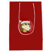 Christmas cartoon with a cute lion medium gift bag mittlere geschenktüte (Rückseite)