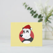 Christmas cartoon with cute panda bear postcard postkarte (Stehend Vorderseite)