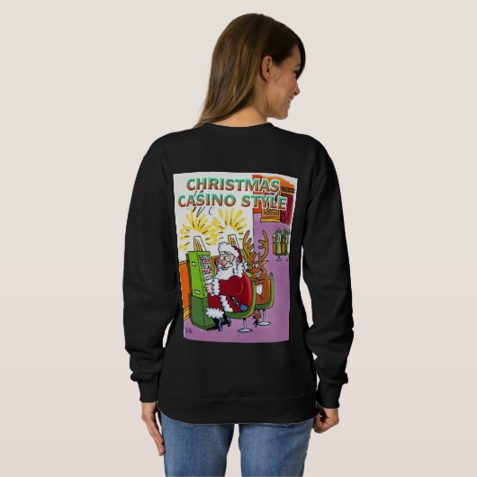Christmas Casino Style Frauen schwarzes Sweatshirt (Schwarz voll)