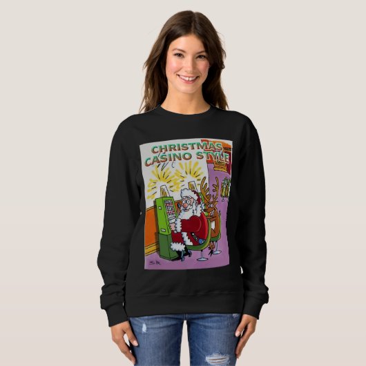 Christmas Casino Style Women Black Sweatshirt (Vorne ganz)