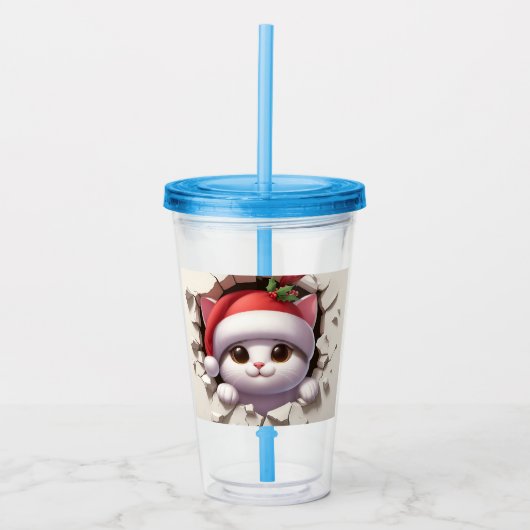 Christmas Cat 3D Acryltrinkbecher (Vorderseite)