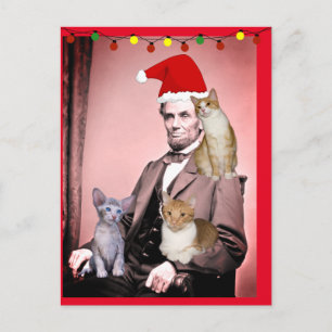 CHRISTMAS CAT ABRAHAM LINCOLN KATZEN Postkarten
