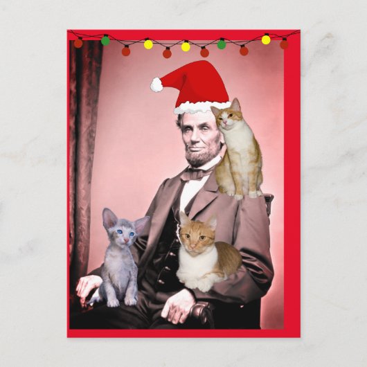 CHRISTMAS CAT ABRAHAM LINCOLN KATZEN Postkarten (Vorderseite)