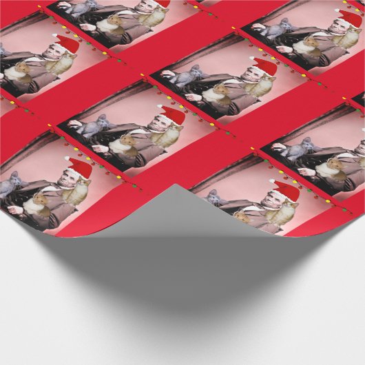 CHRISTMAS CAT ABRAHAM LINCOLN KATZEN WRAPPING PAPI GESCHENKPAPIER (Ecke)