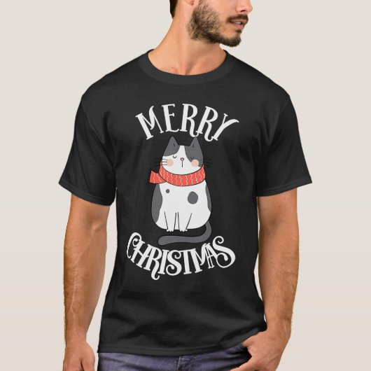 Christmas Cat Annoyed  Santa Hat & X mas Light Cat T-Shirt (Vorderseite)