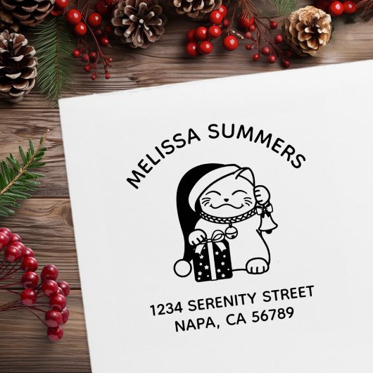 Christmas Cat Arch Address Gummistempel