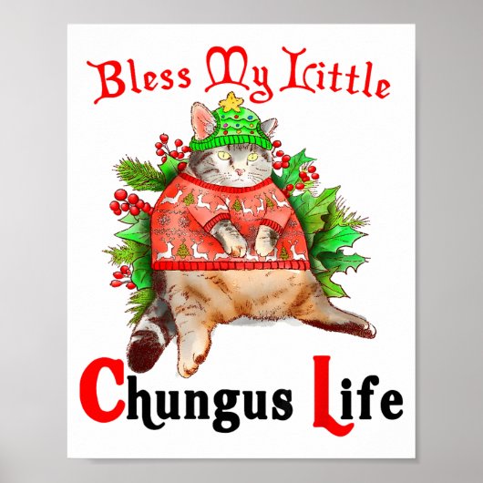 Christmas Cat Bless My Little Funny Cat Life Cat M Poster (Vorne)