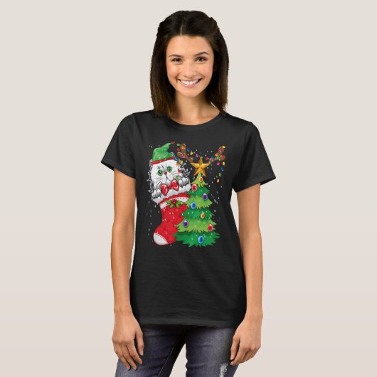 Christmas Cat Cat Cute Cat Santa T-Shirt (Vorne ganz)