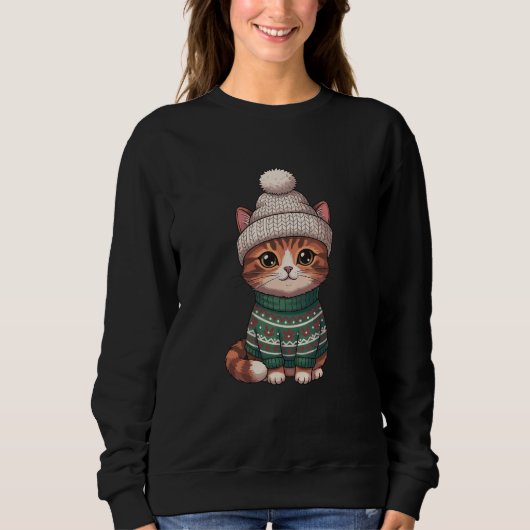 Christmas cat , cat lover sweatshirt (Vorderseite)