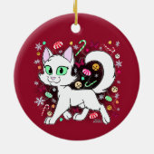Christmas Cat Ceramic Ornament (Red) (Hinten)