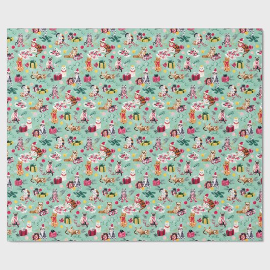 CHRISTMAS CAT CHAOS MINT Roll Geschenkpapier (Flach)