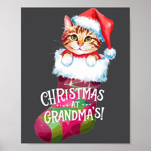 Christmas Cat _ Christmas At Grandma Cat _ Cute Ca Poster (Vorne)