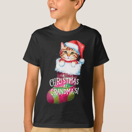 Christmas Cat _ Christmas At Grandma Cat _ Cute Ca T-Shirt (Vorderseite)