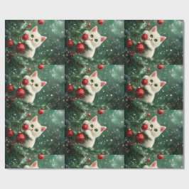 Christmas Cat Climbing Xmas Tree Geschenkpapier