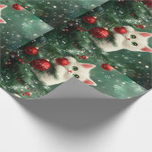 Christmas Cat Climbing Xmas Tree Geschenkpapier (Ecke)