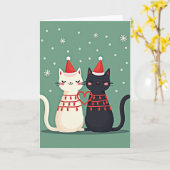 Christmas Cat Couple Love Karte (Gelbe Blume)
