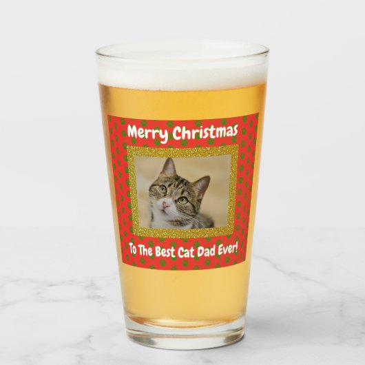 Christmas Cat Dad Best Ever PET Foto Beer Pint Glas (Vorne (Gefüllt))