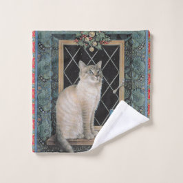 CHRISTMAS CAT-FACE-FLANNEL WASCHLAPPEN