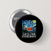 Christmas Cat For Everybody Santa Reindeer Starry  Button (Vorne & Hinten)