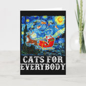 Christmas Cat For Everybody Santa Reindeer Starry Karte (Vorderseite)