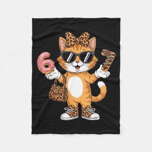 Christmas Cat For Women 6 7 Tee Meme Leopard Bow X Fleecedecke (Vorderseite)