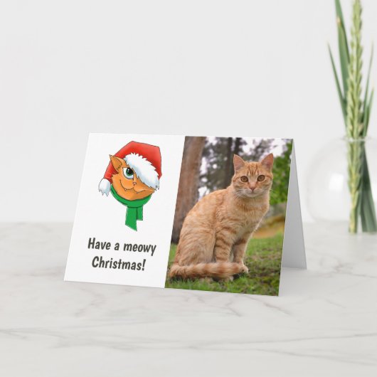 Christmas Cat Foto Feiertagskarte (Vorderseite)