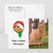 Christmas Cat Foto Feiertagspostkarte (Vorne/Hinten)