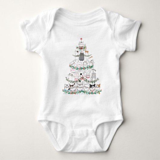 Christmas Cat Funny Tree Funny Funny Baby Strampler (Vorderseite)