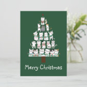 Christmas Cat Funny Tree Funny Funny Einladung (Stehend Vorderseite)