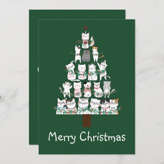 Christmas Cat Funny Tree Funny Funny Einladung (Vorne/Hinten)