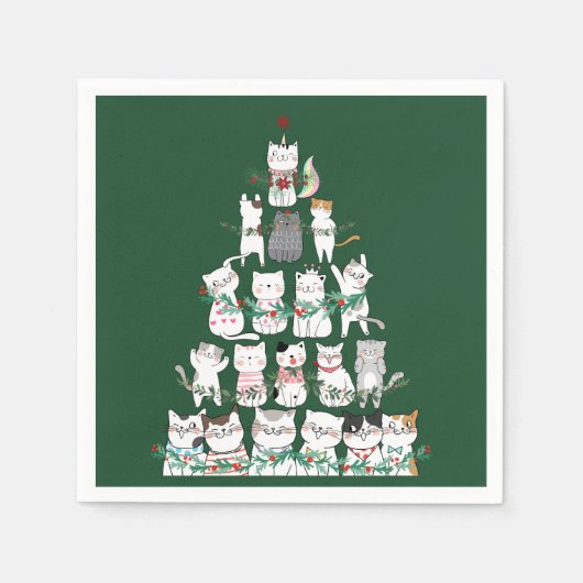 Christmas Cat Funny Tree Funny Funny Serviette (Vorderseite)