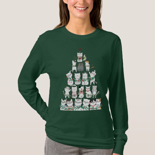 Christmas Cat Funny Tree Funny Funny T-Shirt (Vorderseite)
