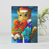 Christmas Cat Guest Karte (Stehend Vorderseite)