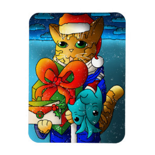 Christmas Cat Guest Magnet