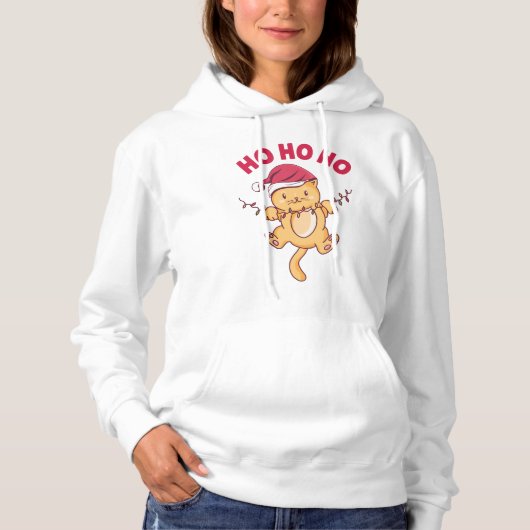 Christmas Cat Ho Ho Ho Hoodie (Vorderseite)