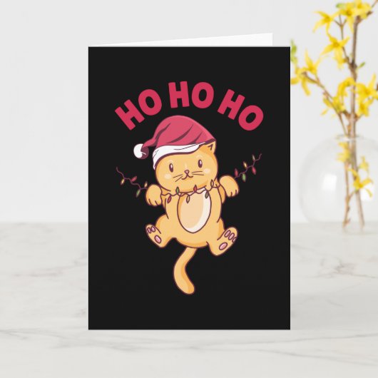 Christmas Cat Ho Ho Ho Karte (Gelbe Blume)