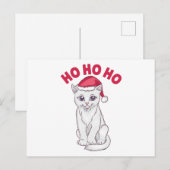 Christmas Cat Ho Ho Ho Postkarte (Vorne/Hinten)
