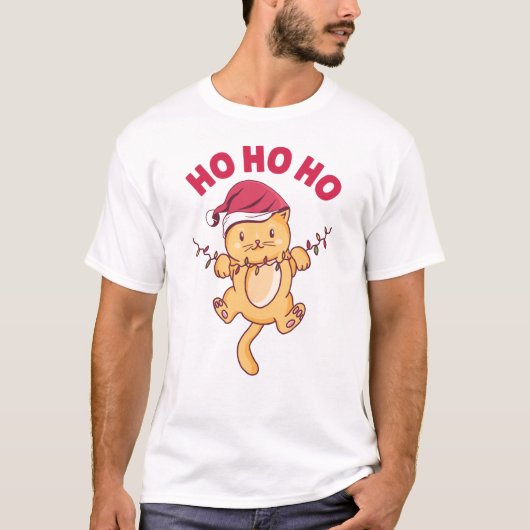 Christmas Cat Ho Ho Ho T-Shirt (Vorderseite)